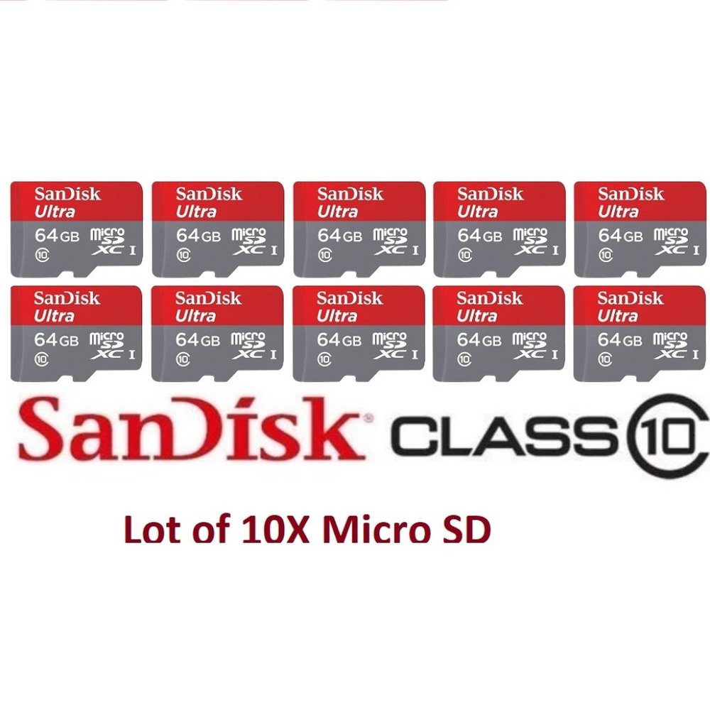 SanDisk 64GB 64G Ultra Micro SD Smart phones Flash SDHC Memory Card (10X)
